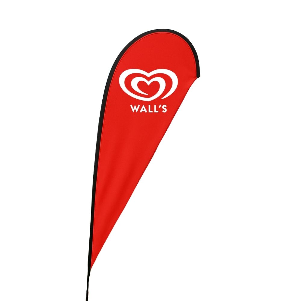 Tall teardrop flag 3.2m – single-sided graphic banner with car base for trade shows, promotions or vehicle forecourt use