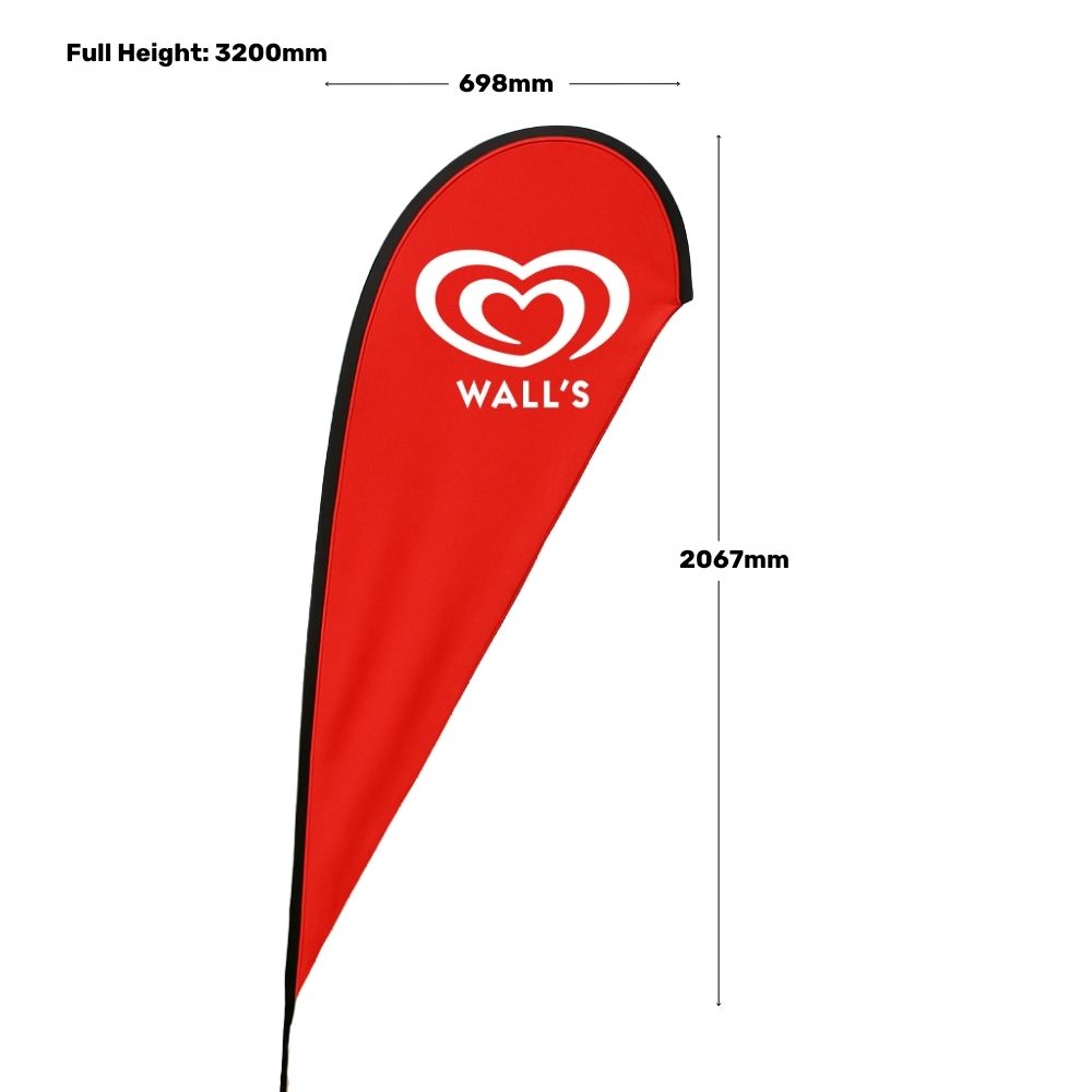 3.2m teardrop banner with car base – printed single-sided flag for exhibitions, auto shows or roadside advertising