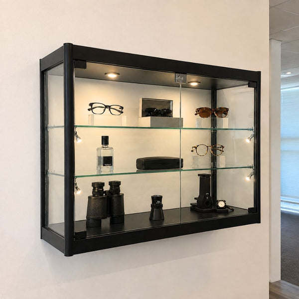 Wall Mounted Glass Cabinet, 6 Spotlights