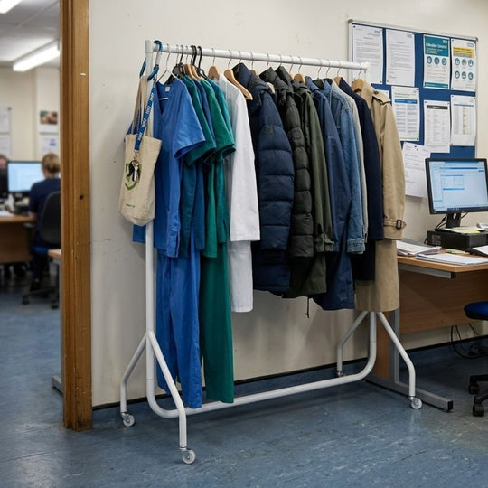 4ft Wide x 5ft Tall White Commercial Grade Heavy Duty Steel Clothes Rail With 160kg Load Capacity