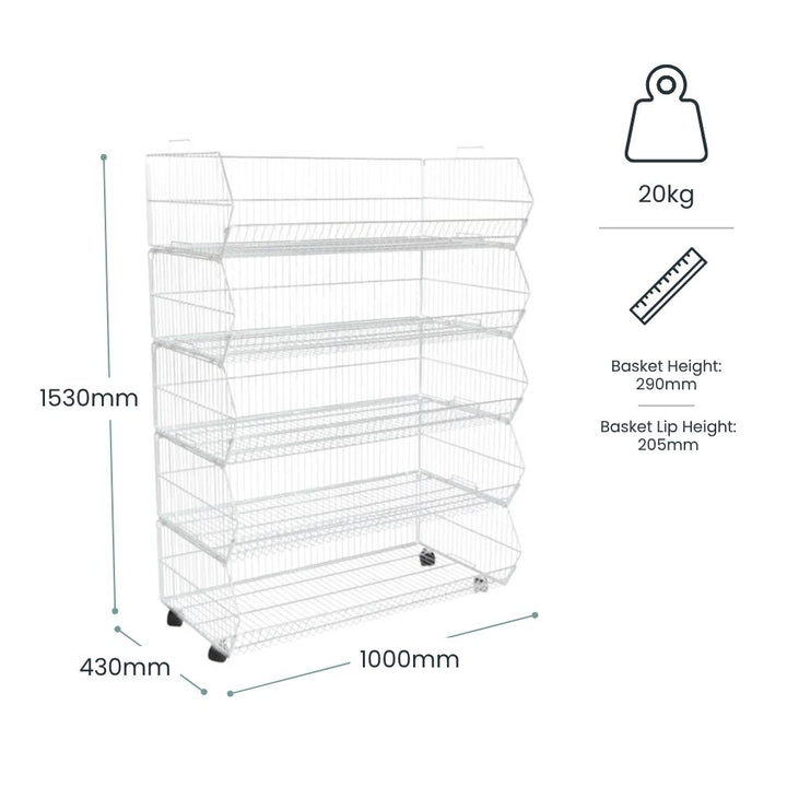 white-metal-wire-basket-display-stand-with-multiple-angled-baskets-1530mm-height-1000mm-width-430mm-depth-20kg-weight-for-retail-storage-and-display