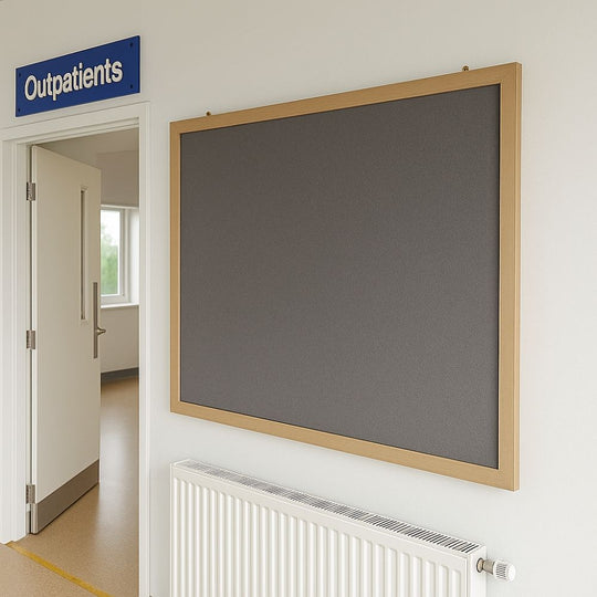 Eco-Friendly Grey Felt Noticeboard with Wood Effect Frame -  1200 x 900mm