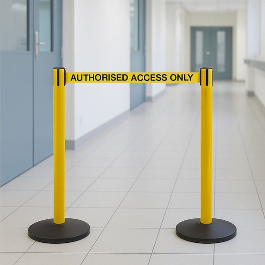Yellow Safety Barrier Post - 3.4m Yellow 'Authorised Access Only' Belt