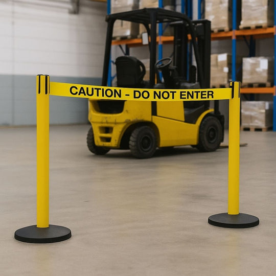 Yellow Safety Barrier Post - 3.4m Yellow 'Caution Do Not Enter' Belt