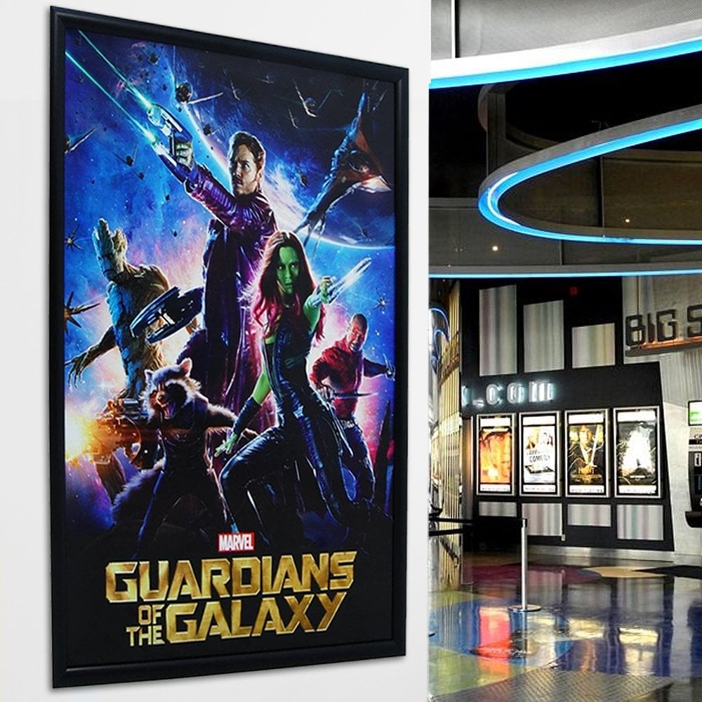 Black 30 x 40 inch poster snap frame with a 25mm mitred design and wall fixings for easy mounting.