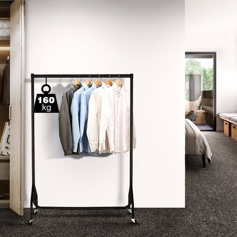 3ft Wide x 5ft Tall Black Commercial Grade Heavy Duty Steel Clothes Rail With 160kg Load Capacity