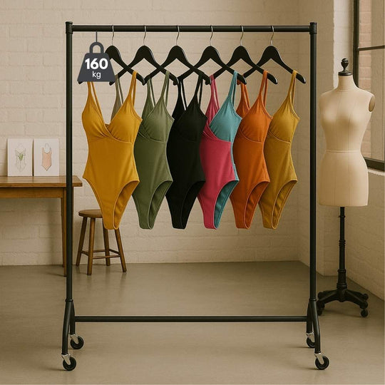 3ft Wide x 5ft Tall Black Commercial Grade Heavy Duty Steel Clothes Rail With 160kg Load Capacity