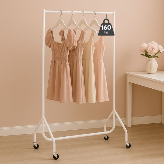 3ft Wide x 5ft Tall White Commercial Grade Heavy Duty Steel Clothes Rail With 160kg Load Capacity