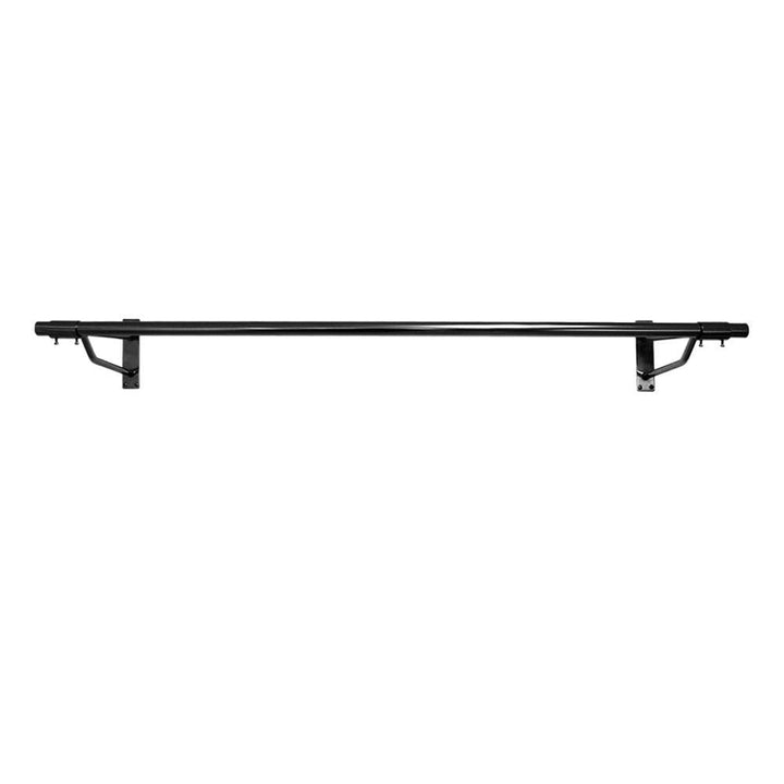 Black 4ft wall clothes rail – durable steel hanging bar with side supports for stable wall mounting