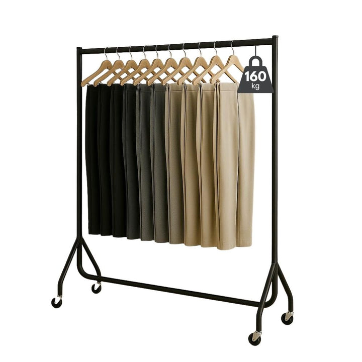 Retail-ready black steel clothes rail – 5ft frame with 160kg capacity for boutique, commercial or hospitality use