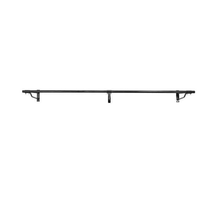 Wall-mounted clothes rail – 6ft black steel bar with reinforced side arms for industrial or home storage