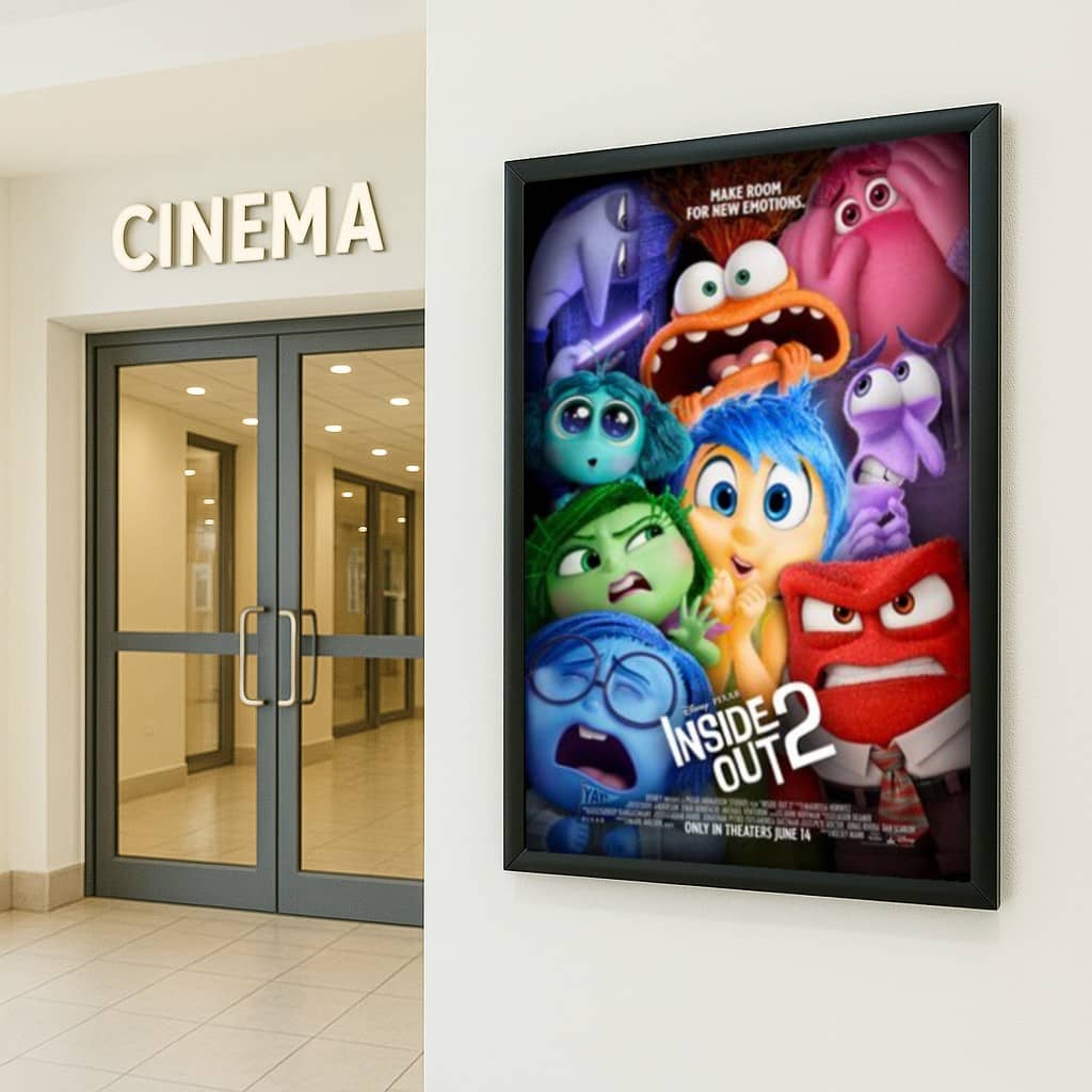 Professional A0 black poster frame with a 25mm mitred snap design and wall fixings for easy installation.
