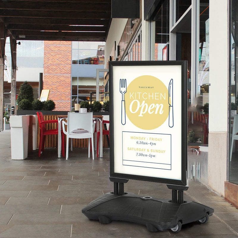 A1 Black Wind Resistant Poster Heavy Duty Water Base Pavement Sign With Snap Frame Double Sided