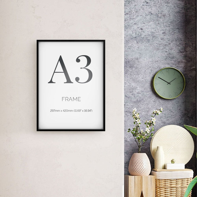A3 Black Aluminium Certificate Poster Frame with Plexiglass Front For Portrait And Landscape Wall Hanging