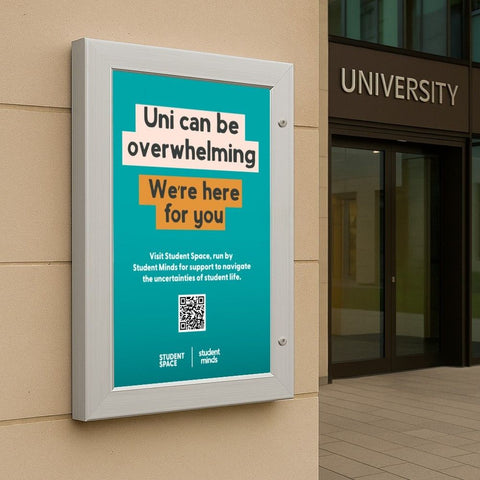 A3 Lockable Anodised Aluminium Silver Poster Case with 45mm Frame Profile - Wall Fixings Included