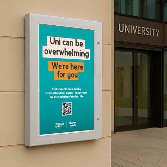 A3 Lockable Anodised Aluminium Silver Poster Case with 45mm Frame Profile - Wall Fixings Included