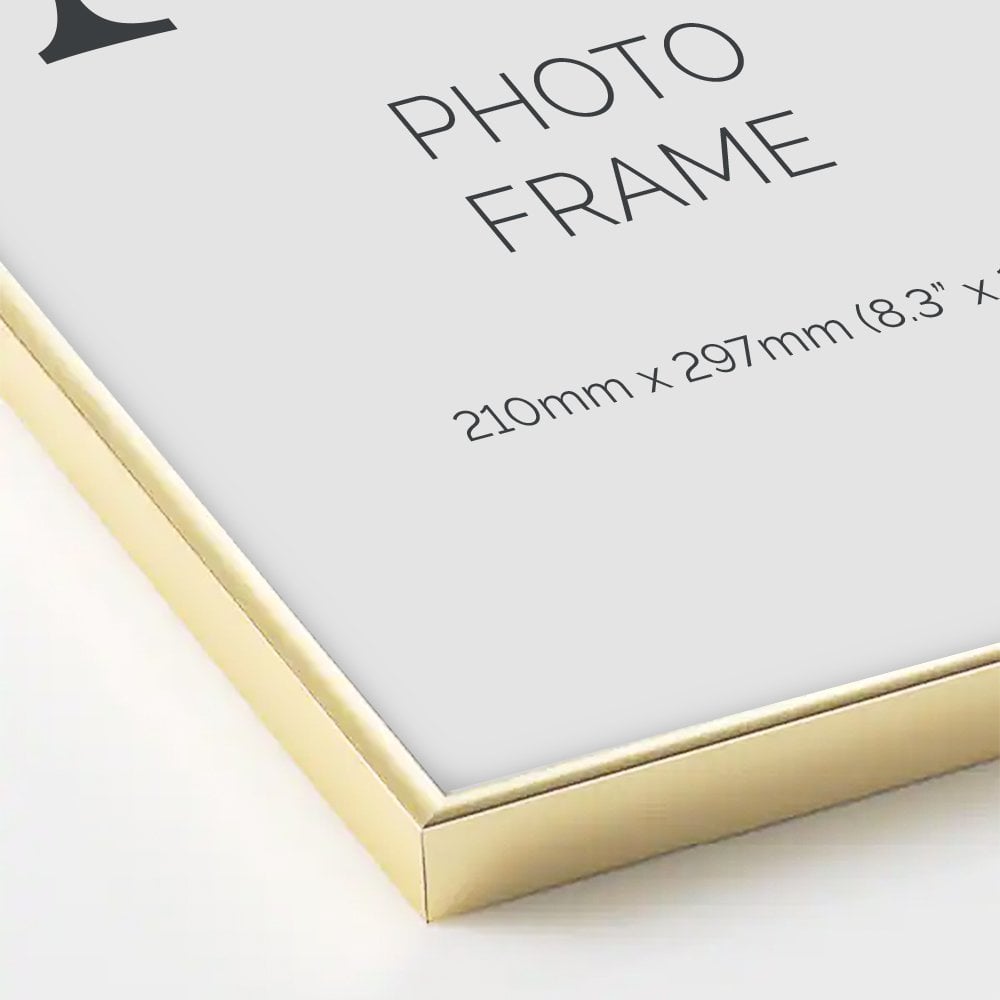 A4 Gold Aluminium Certificate Poster Frame with Plexiglass Front For Portrait And Landscape Wall Hanging