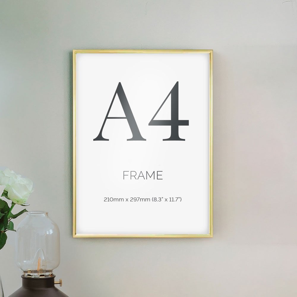 A4 Gold Aluminium Certificate Poster Frame with Plexiglass Front For Portrait And Landscape Wall Hanging