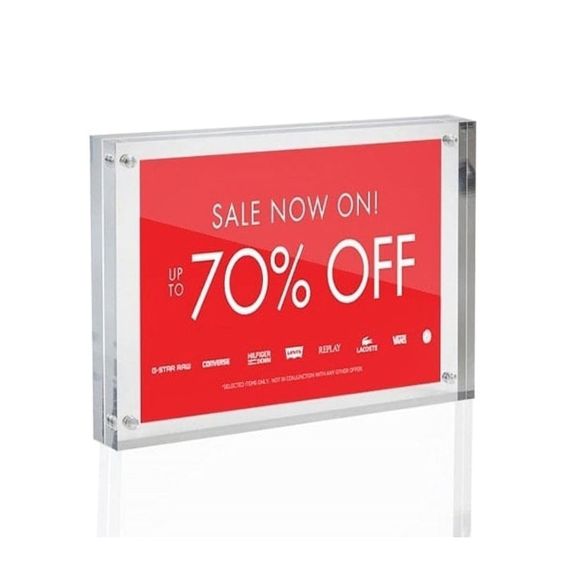 A4 Magnetic Acrylic Block Sign Holder - 30mm Thick