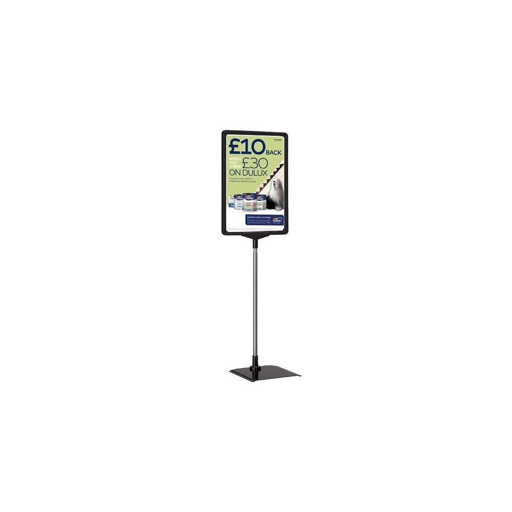 Black A4 Counter Standing Double Sided Poster Display Stand with Adjustable Height 320-620mm