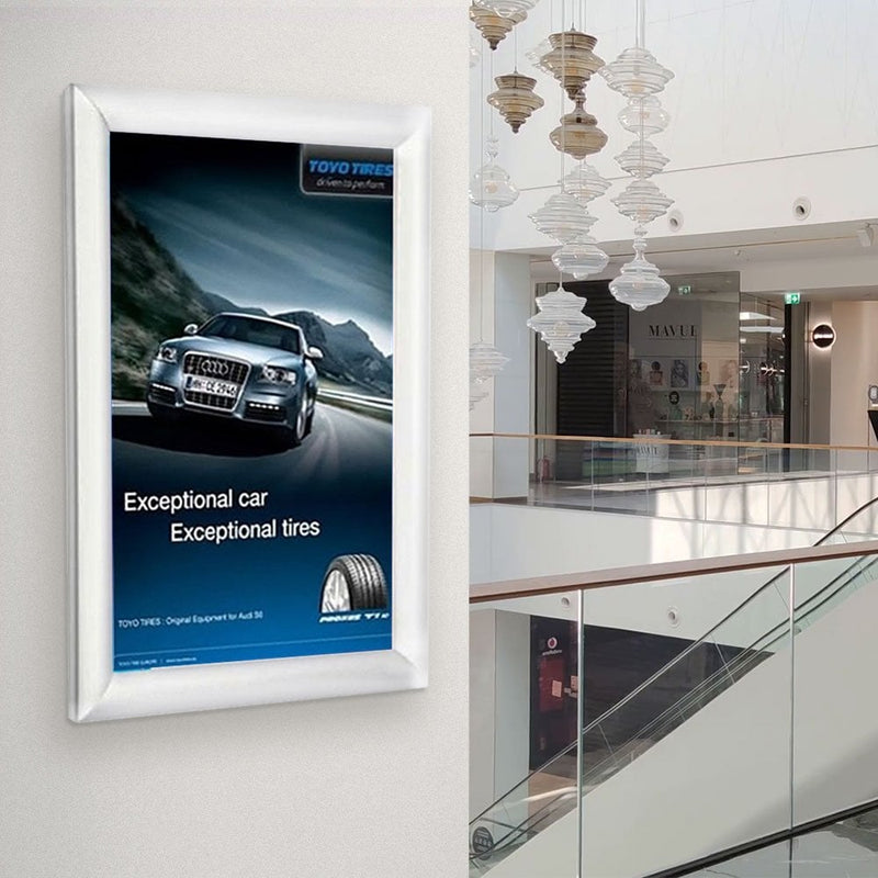 A4 White Poster Snap Frame 25mm Mitred Frame With Wall Fixings