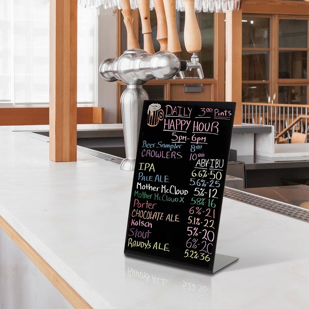 Black A5 Counter Top Acrylic Promotional Message Stand with Writable Surface