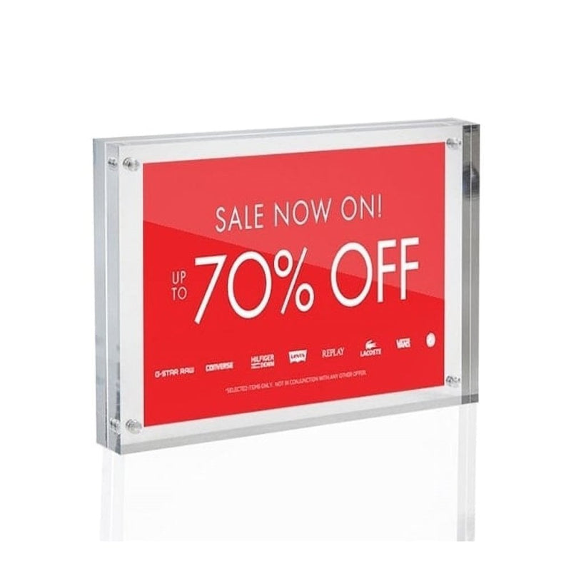 A5 Magnetic Acrylic Block Sign Holder - 30mm Thick