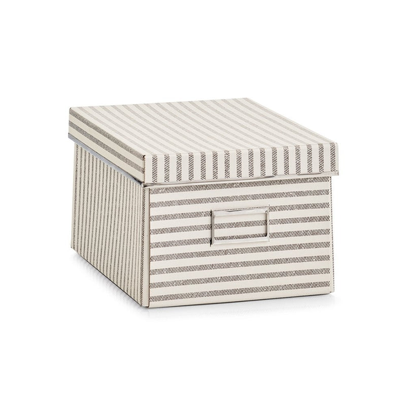 Beige Striped Storage Box with Lid - 210mm