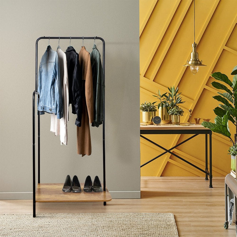 Clothes Rack with Wooden Shelf