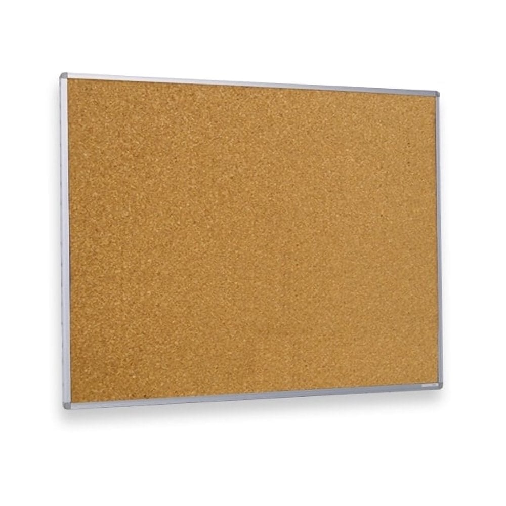 A spacious cork noticeboard (1200 x 1500mm) with a modern aluminum frame, perfect for organizing and displaying notices in any workspace or home office.