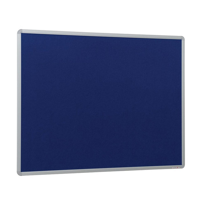 1200 x 1200mm dark blue felt noticeboard with a sturdy aluminium frame, perfect for organising and displaying information.

