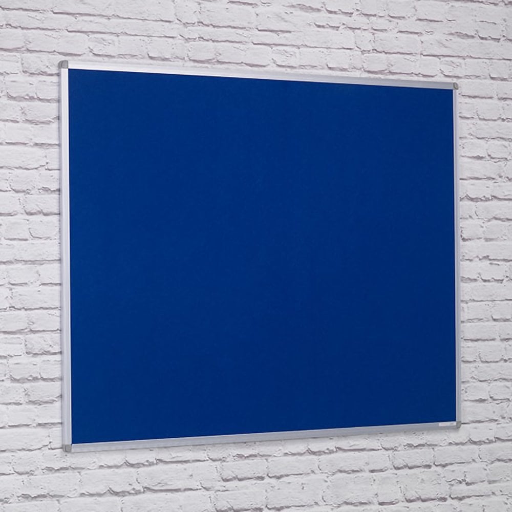 1500 x 1200mm dark blue felt noticeboard with a durable aluminium frame, ideal for organising and displaying information.

