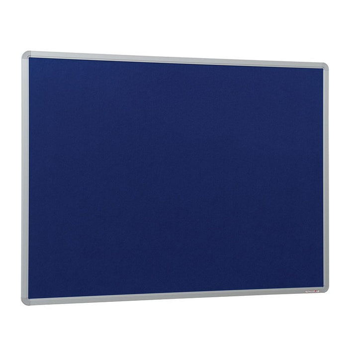 Dark blue felt noticeboard 2400mm wide – aluminium-framed pinboard for corridors, classrooms or breakout spaces  