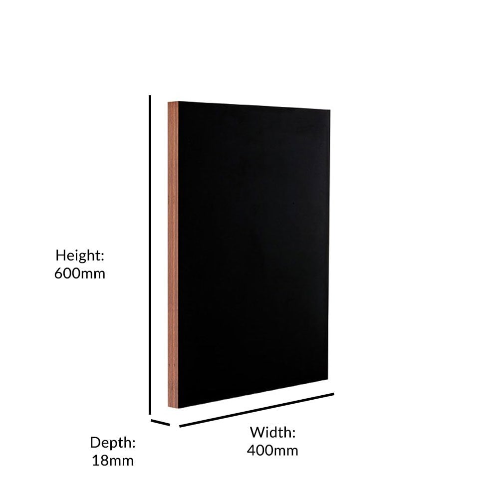Multi-purpose 400mm x 600mm frameless wooden chalkboard with a dry-wipe surface, compatible with wall mounting or easels.

