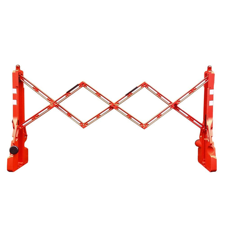 Red high visibility expandable barricade 2.15m, ideal for temporarily securing spaces or guiding foot traffic.