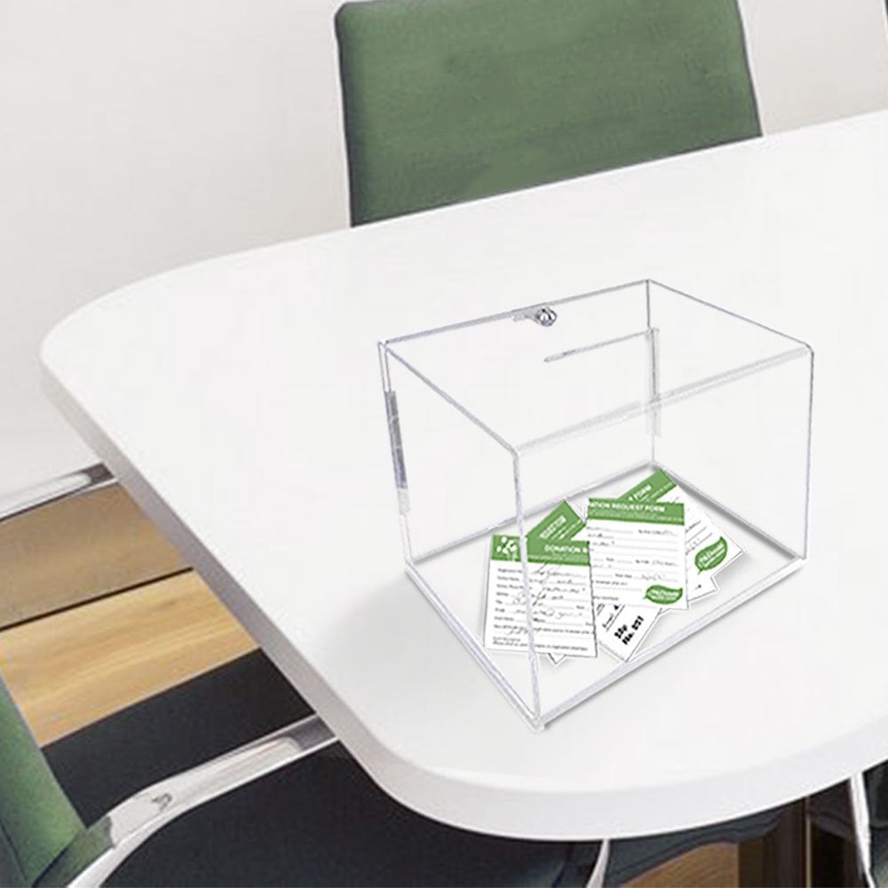 Large Clear Acrylic Lockable Ballot Suggestion Box - 299 x 240 x 220mm