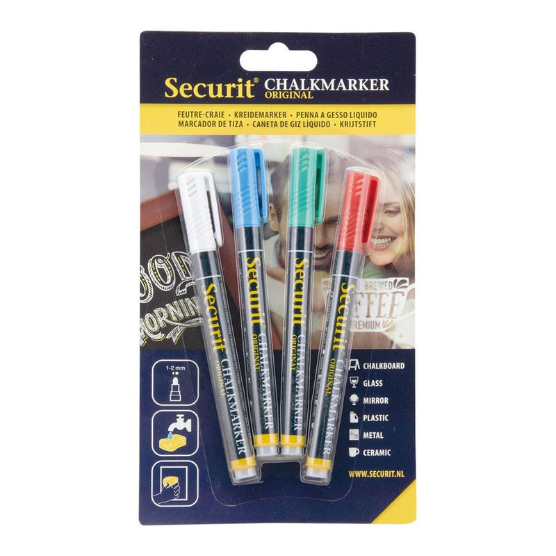 Non-Toxic Fade Resistant Liquid Chalk Marker Pens - Multi Colour 4 Pack
