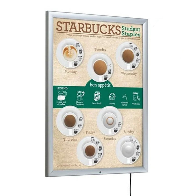 A0 LED Lockable Weatherproof Aluminium Poster Snap Frame