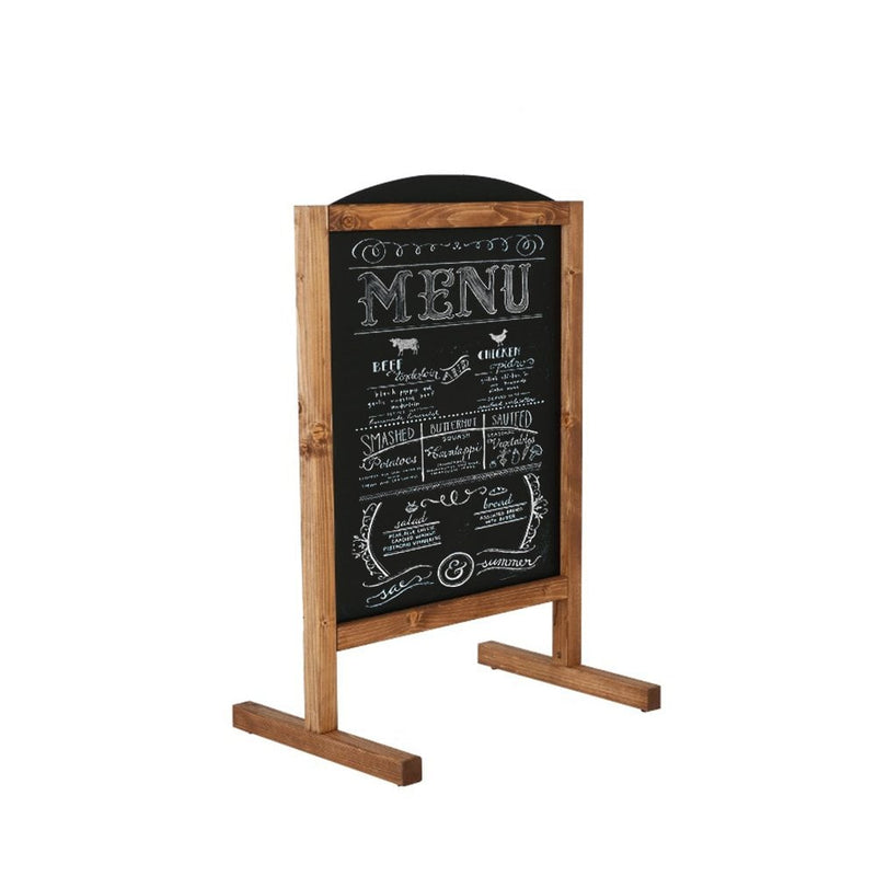 Floor Standing Double Sided Magnetic Chalkboard with Rustic Wooden Frame - 670mm Wide x 1000mm High