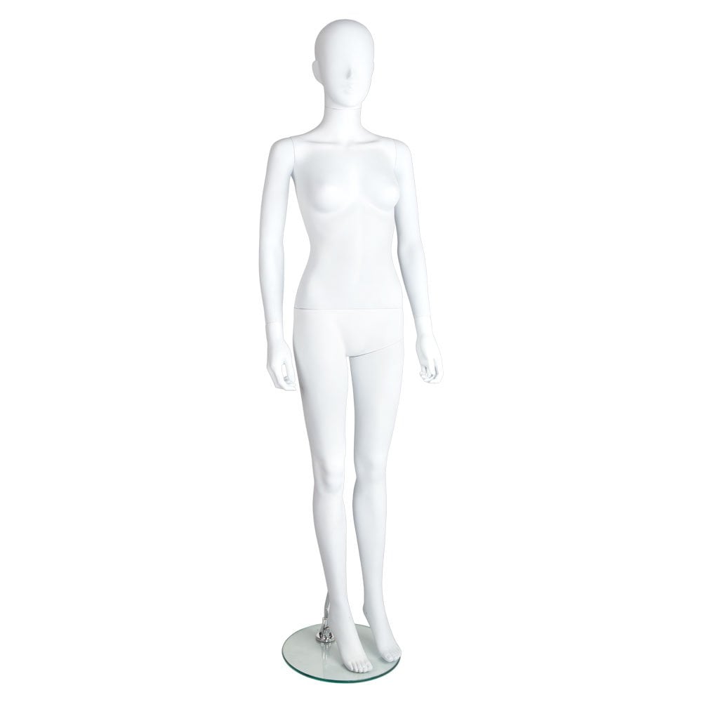 Matt white female abstract mannequin with a sleek, modern design, ideal for retail displays and exhibitions.
