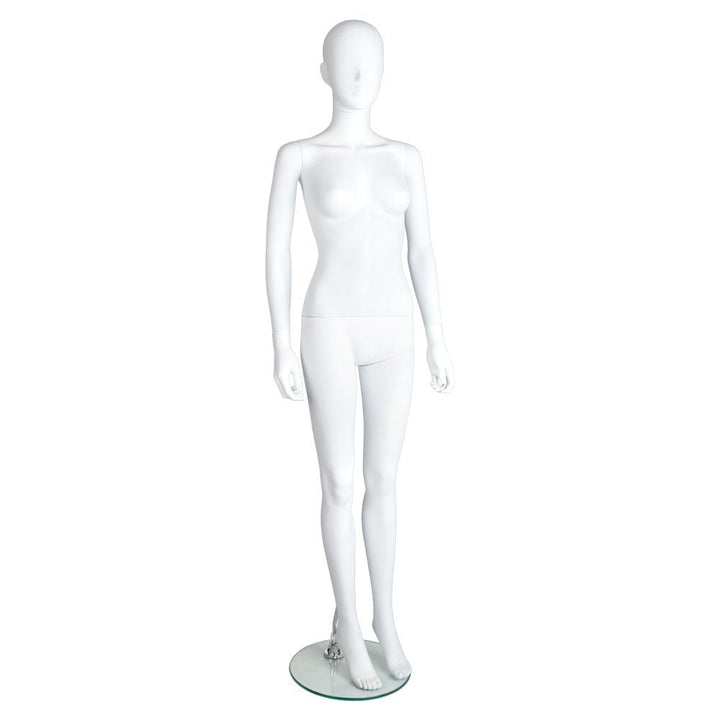 Matt white female abstract mannequin with a sleek, modern design, ideal for retail displays and exhibitions.
