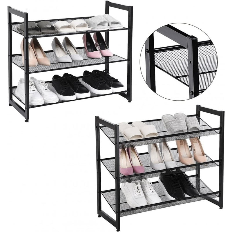 LANGRIA 4-Tier Tilted Metal Utility Shoe Rack With Wire Mesh