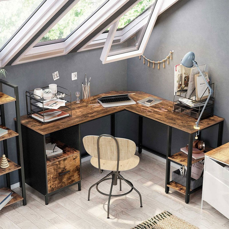 Large Corner Home Office Desk with Storage Displaysense