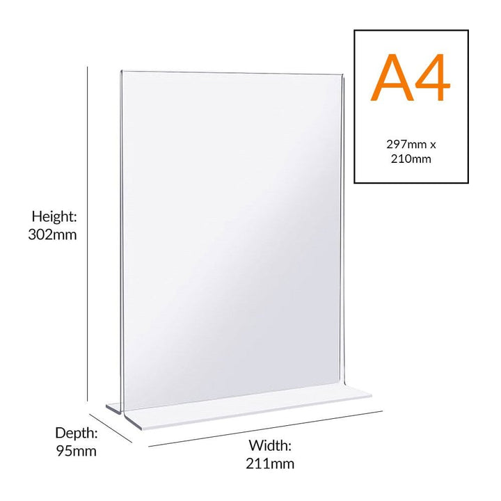 A4 clear double-sided leaflet stands – portrait acrylic holders in pack of 10 for desks or counters