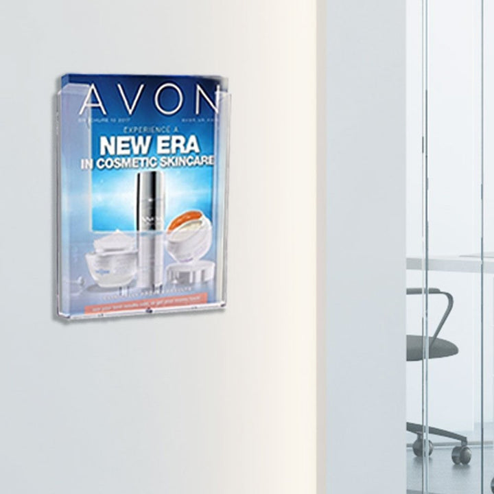 Set of 12 wall-mounted A4 portrait brochure holders, ideal for displaying flyers, brochures, or documents.