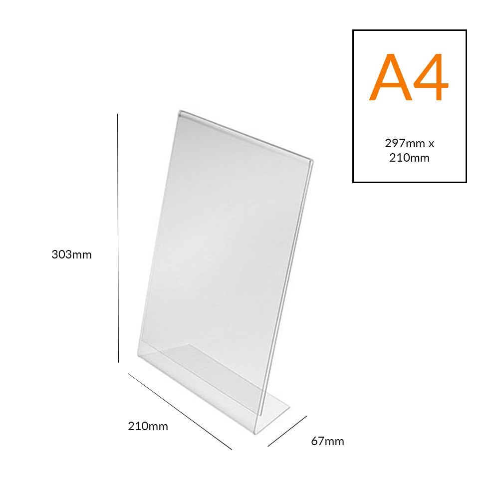 Durable A4 acrylic literature holders, pack of 12, designed for portrait-oriented leaflets, brochures, and notices.
