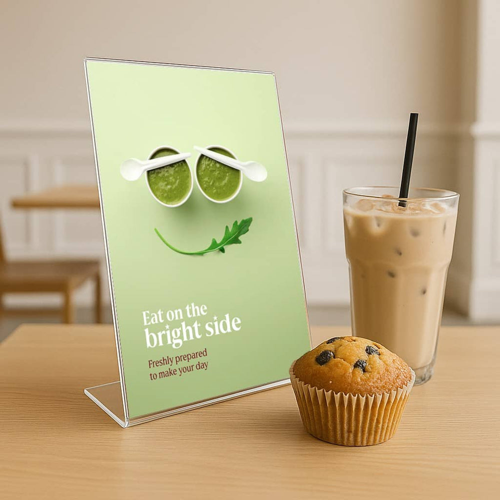 Set of 12 A5 portrait acrylic literature holders, ideal for organising and showcasing promotional materials.
