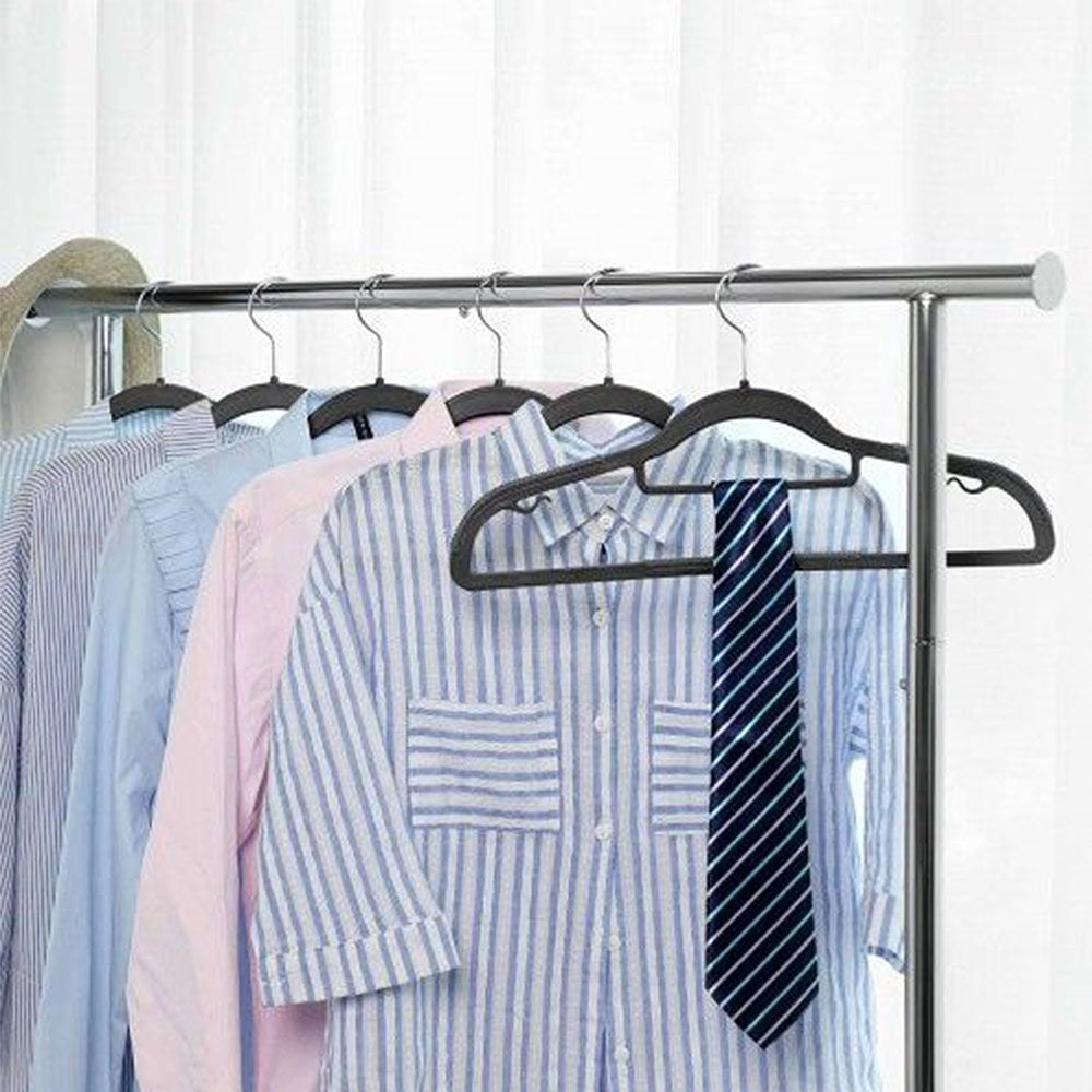 30-pack of sturdy space-saving hangers, built for heavy-duty use and optimal wardrobe storage.
