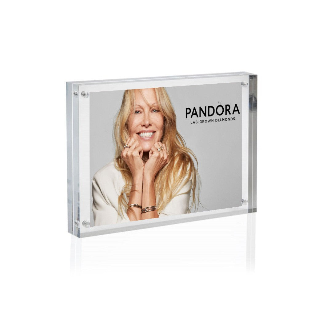Set of 6 A5 acrylic blocks with magnetic backing, 30mm thick, ideal for displaying documents or photos.
