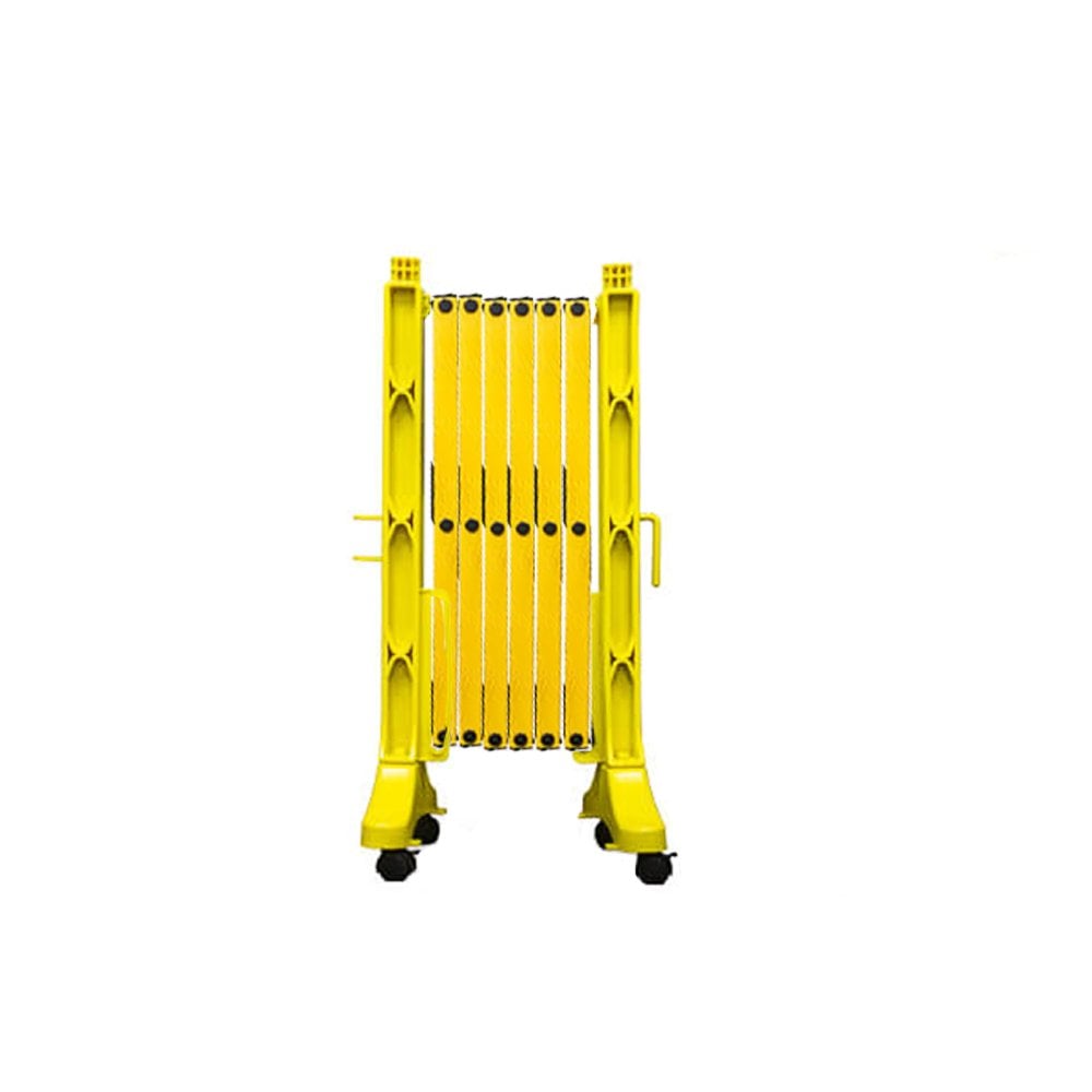 3.4m expandable yellow plastic barricade, perfect for marking off areas and controlling access.